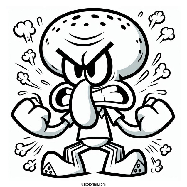 Angry Squidward Coloring Page Inside The Krusty Krab