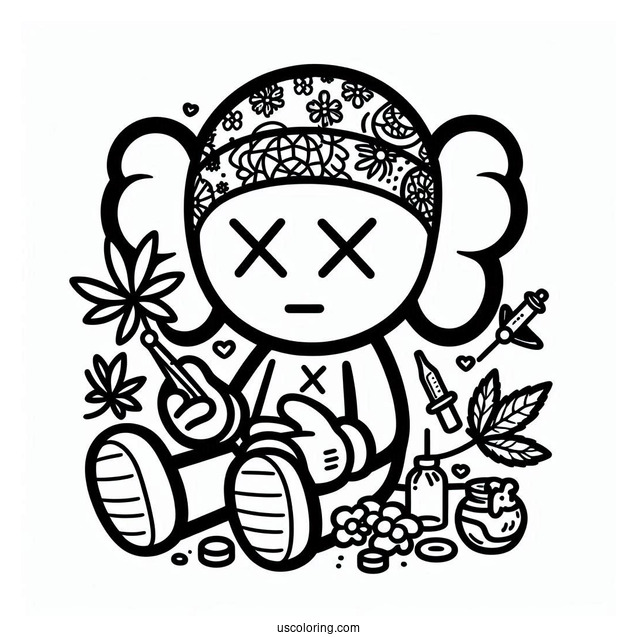 Hippie Dissected KAWS Coloring Page Companion