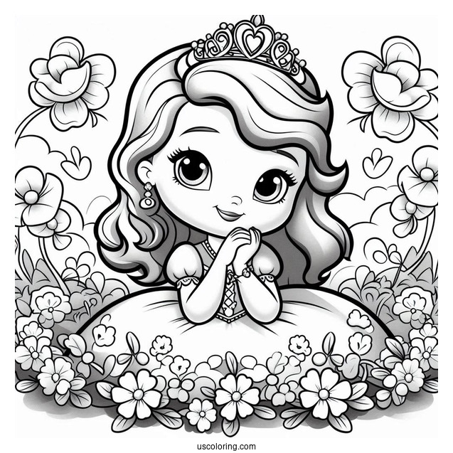 Sofia The First Coloring Page In Garden With Clover And Whatnaught