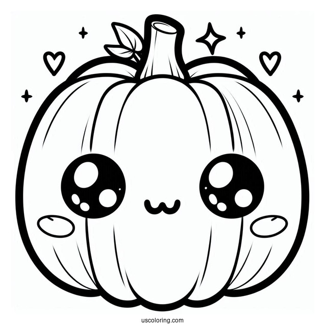 Kawaii Pumpkin Coloring Page For Preschoolers