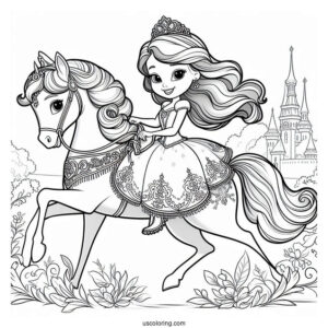 Sofia The First Coloring Page With Princess Amber Riding Everburn