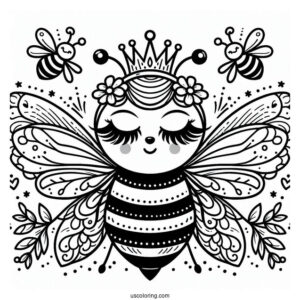 Fabulous Queen Bee Coloring Page With Long Lashes