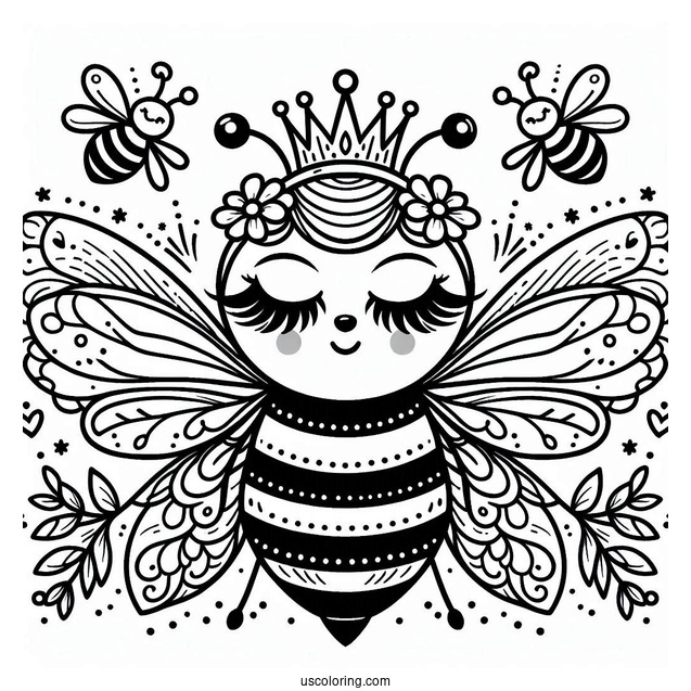 Fabulous Queen Bee Coloring Page With Long Lashes