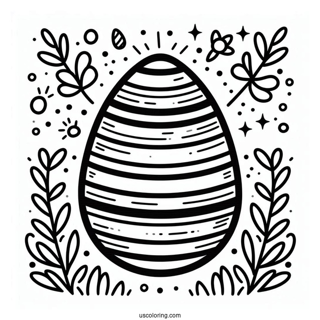 Simple Striped Easter Egg Coloring Page For Preschoolers