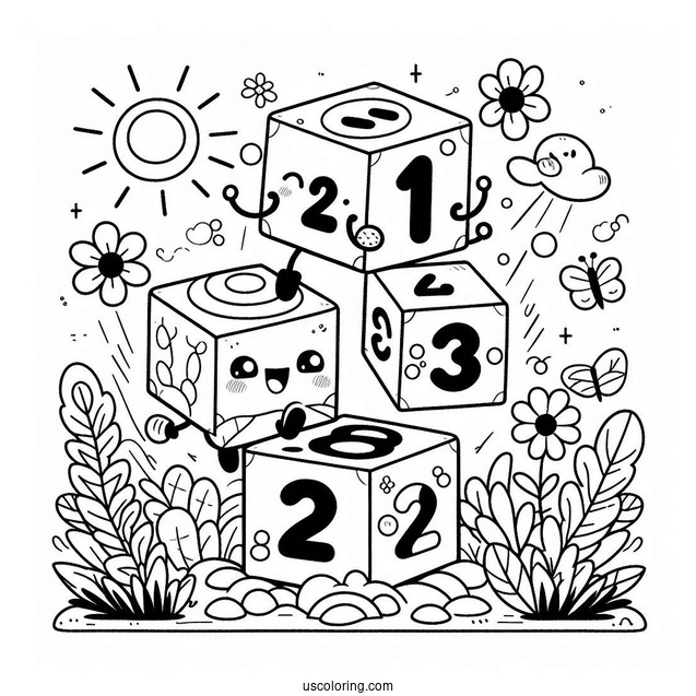 Numberblocks Coloring Page 2 Jumping