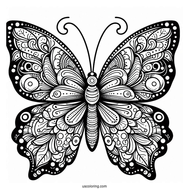 Detailed Coloring Sheet Of Butterfly