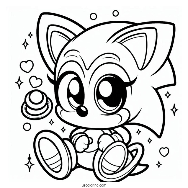 Baby Sonic With Rings To Color
