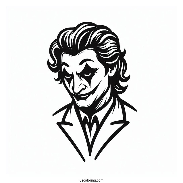 Simple Outline Of Joker Coloring In For Kids