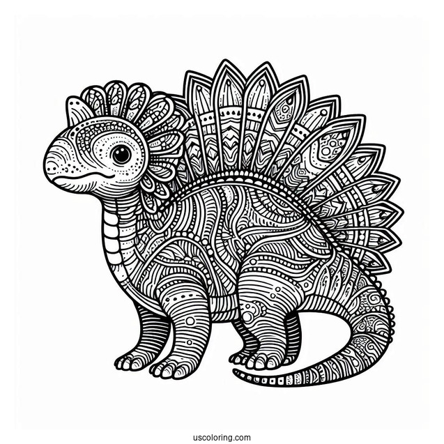 Intricate Pachycephalosaurus Coloring Page