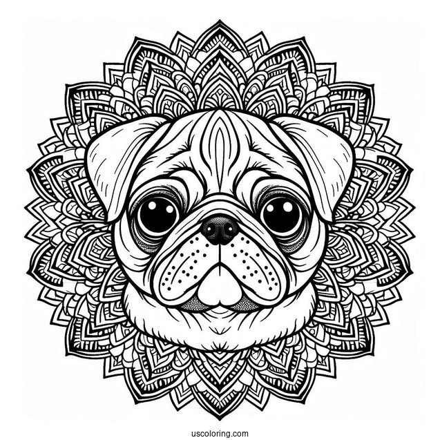 Pug Mandala Coloring Sheet