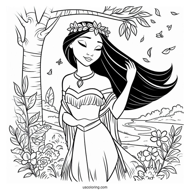 Simple Coloring Page Of Pocahontas