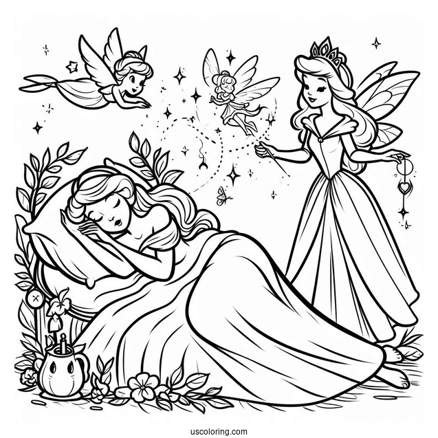 Sleeping Beauty Coloring Page Of Fairy Godmother Merryweather For Kids