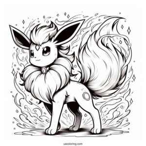 Flareon Eevee In Battle Stance Coloring In