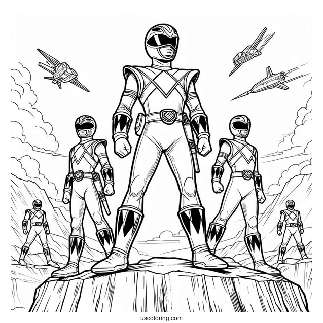 Power Rangers Super Megaforce Standing On Cliff