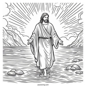 Jesus Walked On Water Miracle Coloring Page