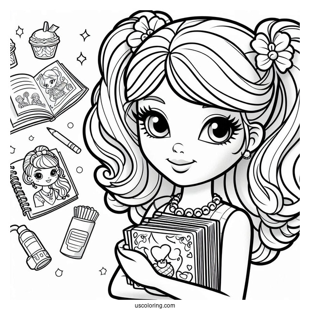 Polly Pocket Coloring Page Of Lila Draper Holding Books