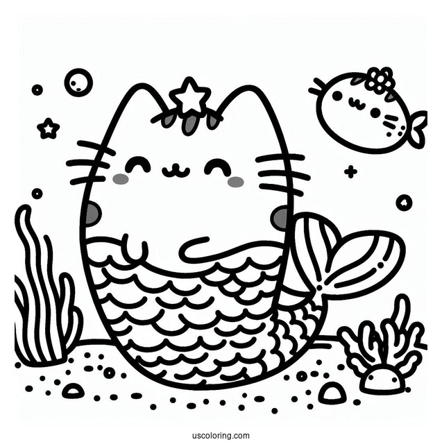 Coloring Page Of Mermaid Pusheen