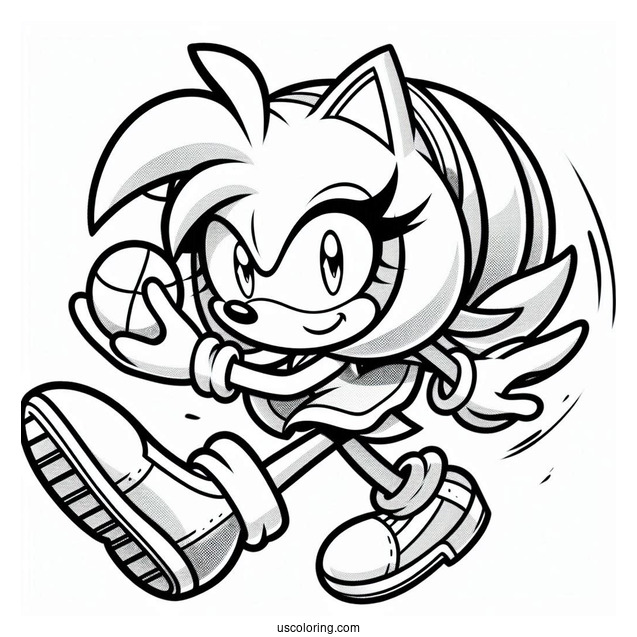 Amy Rose In Super Smash Bros Coloring Sheet