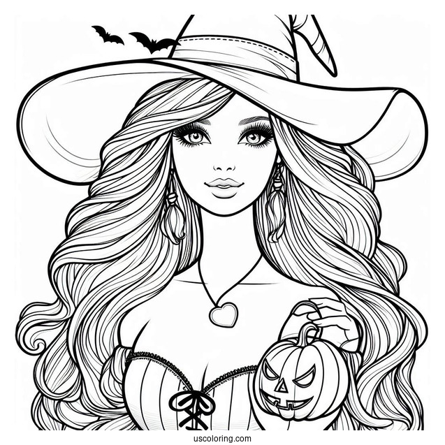 Barbie Wearing Witches Hat On Halloween