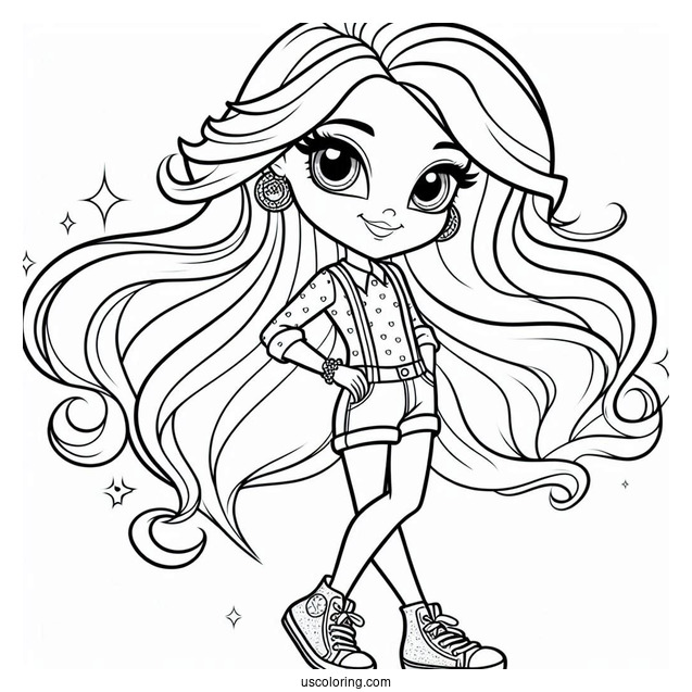 Shimmer And Shine Coloring Page Leah In Casual Clothes For Kids