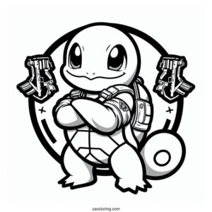 Cool Squirtle Coloring Page Of Squad Member With Arms Crossed