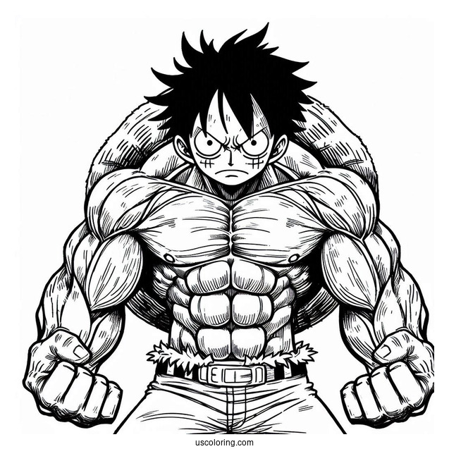 Powerful Luffy Coloring Page In 5th Gear Style