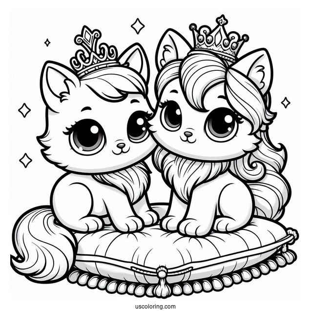 Palace Pets Coloring Page Of Adorable Nuzzles With Crown Standing On Cushion