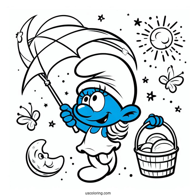 Cartoon Smurf Sassette Coloring In