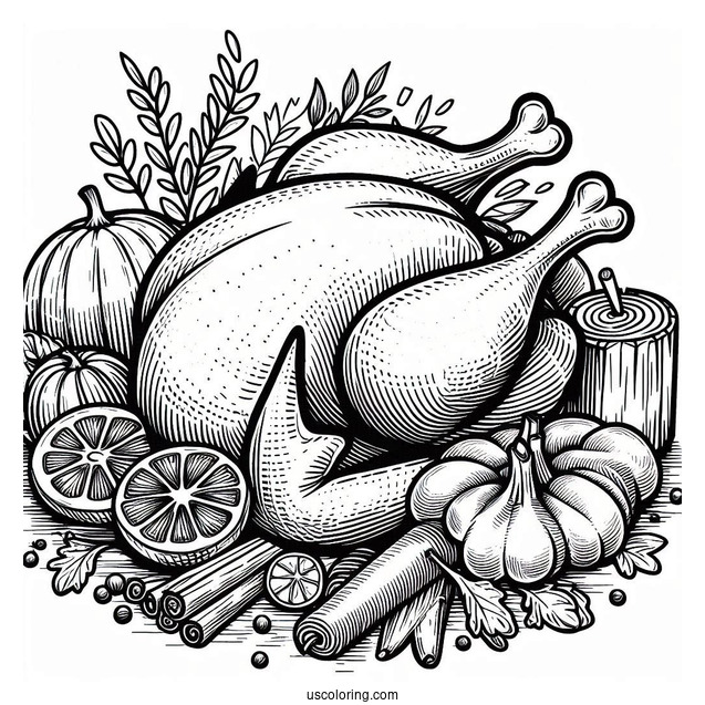 Roast Turkey Coloring Sheet