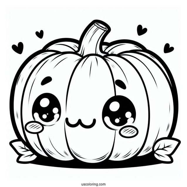 Blushing Cartoon Pumpkin Coloring Page