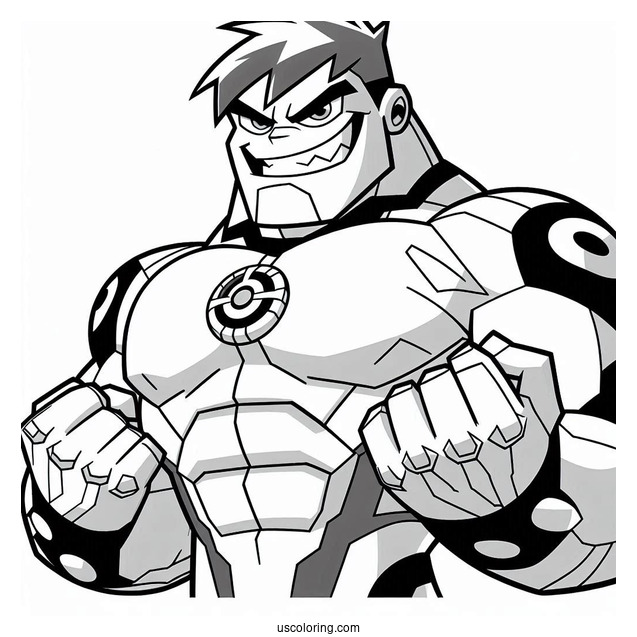 Ben 10 Coloring Page Of Bullfrag Smirking In Battle