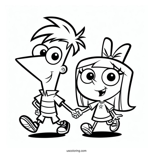 Cute Phineas And Ferb Coloring Page For Preschoolers
