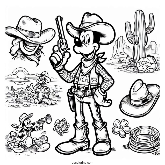 Cowboy Coloring Page Goofy In The Wild West