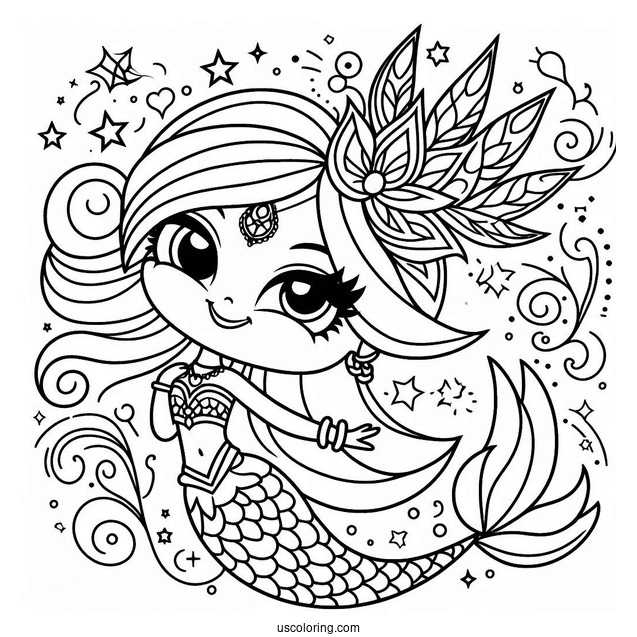 Shimmer And Shine Coloring Page Of Simple Nazboo Outline For Preschoolers