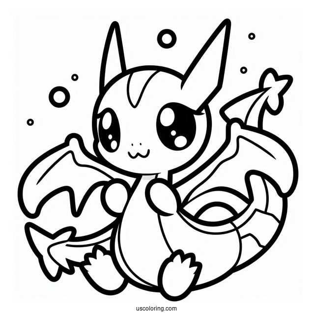 Kawaii Rayquaza Coloring Page For Kids
