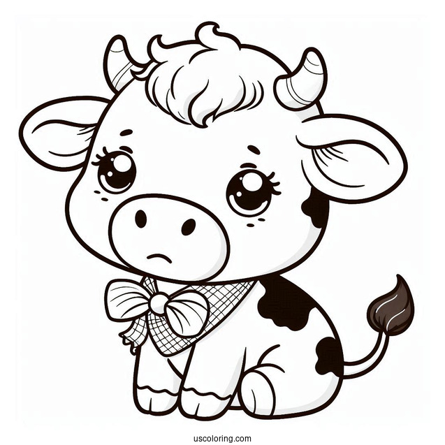 Easy Baby Cow Coloring In Page