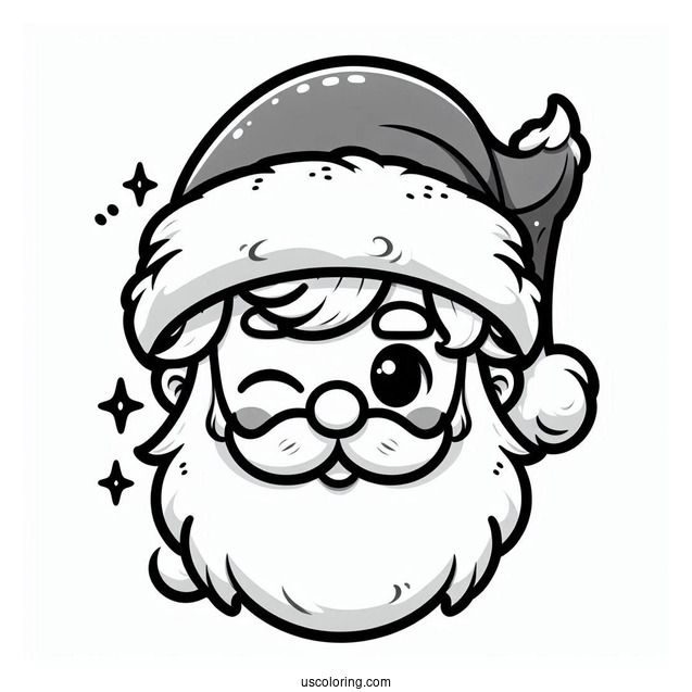 Winking Santa Face Coloring Sheet