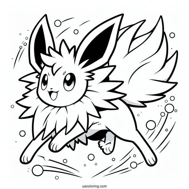 Jolteon Coloring Page Leaping
