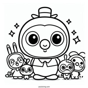 Pororo Coloring Page Of Petty, Loopy, Eddy, Poby, Harry, Tongtong, And Rody