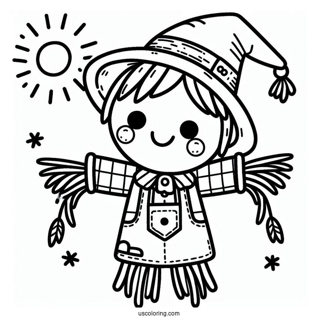 Easy Scarecrow Coloring Page Under The Sun For Preschoolers