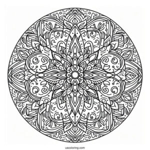 Pizza Mandala Coloring Page