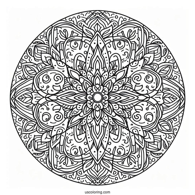 Pizza Mandala Coloring Page