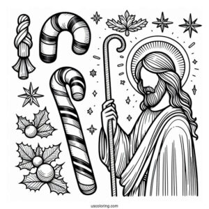 Jesus Candy Cane Coloring Page For Kids