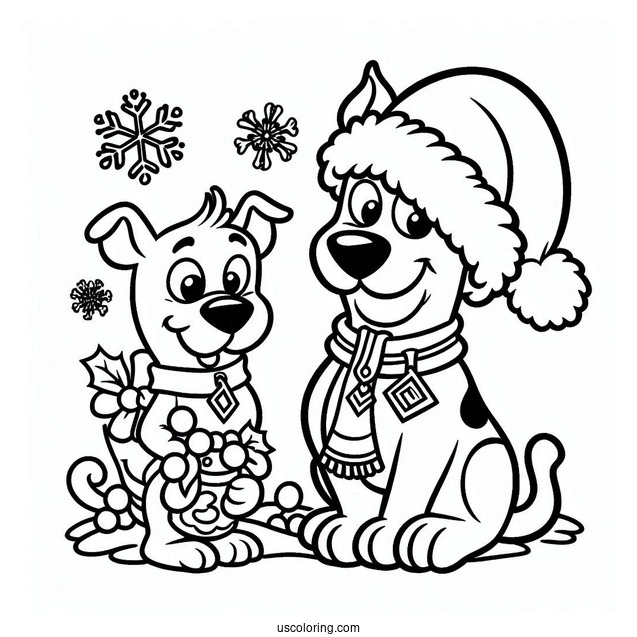 Coloring Page Of Christmas Themed Scooby-Doo