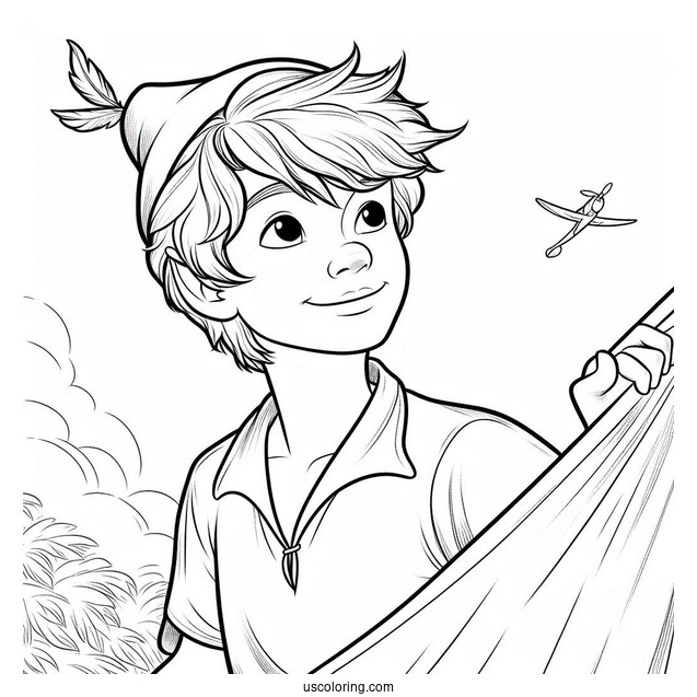 Simple Outline Of Peter Pan Coloring In