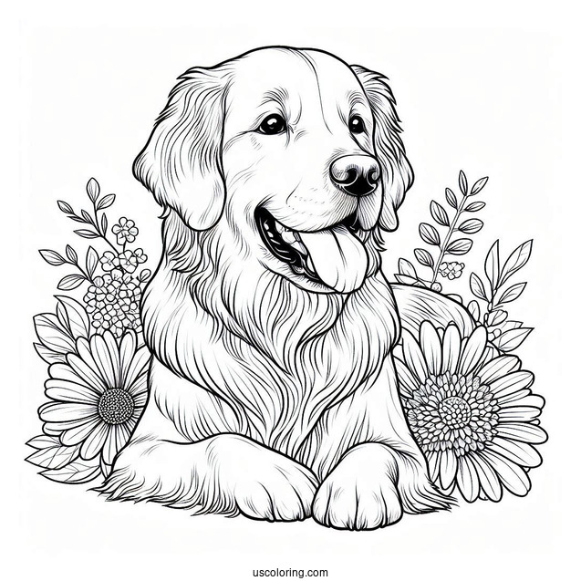 Adult Golden Retriever Coloring Page