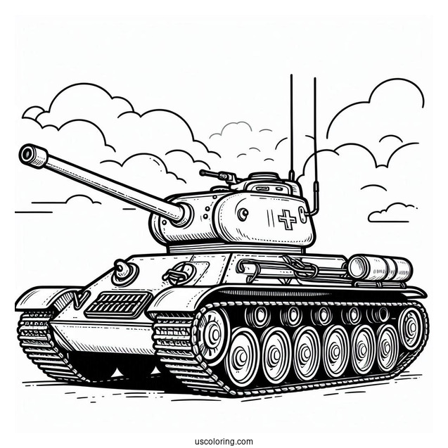 Easy T-34-76 Tank for Coloring In