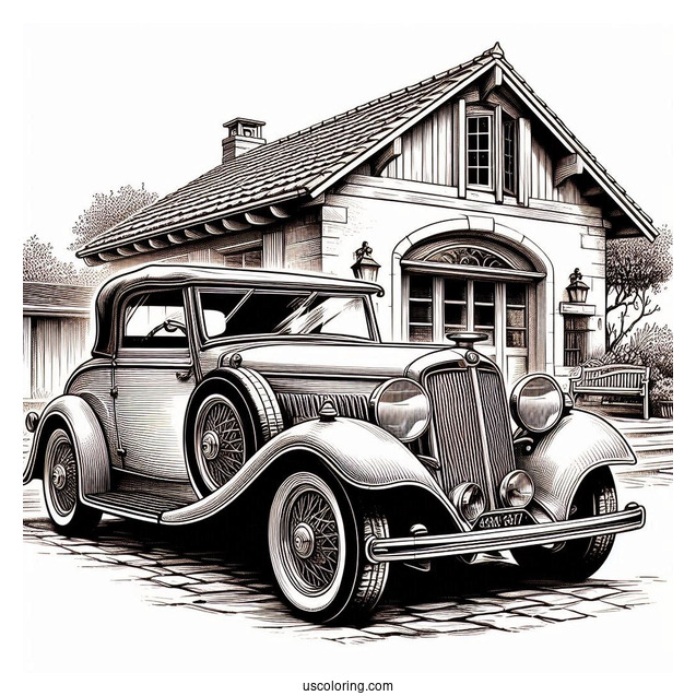 Vintage Porche Coloring Page
