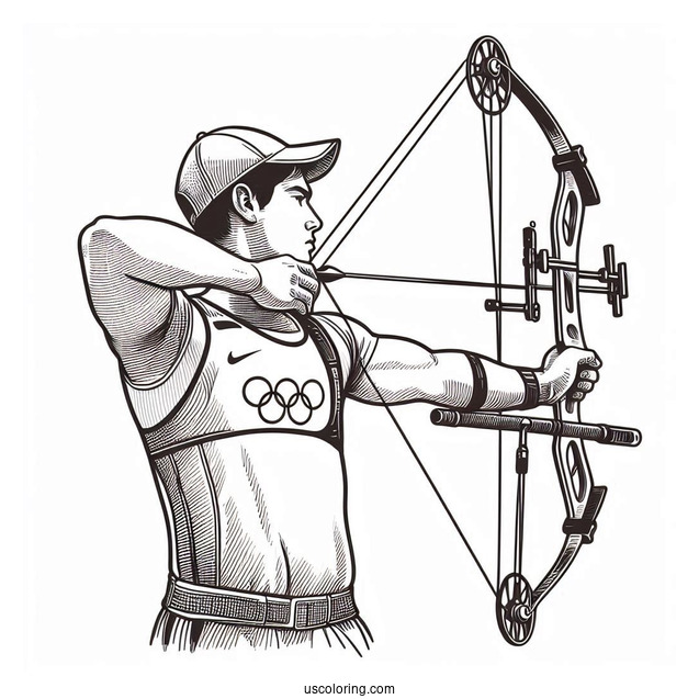 Man In Olympics Coloring Page Of Archery Competition