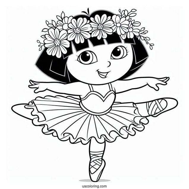 Dora As a Ballerina Coloring Sheet